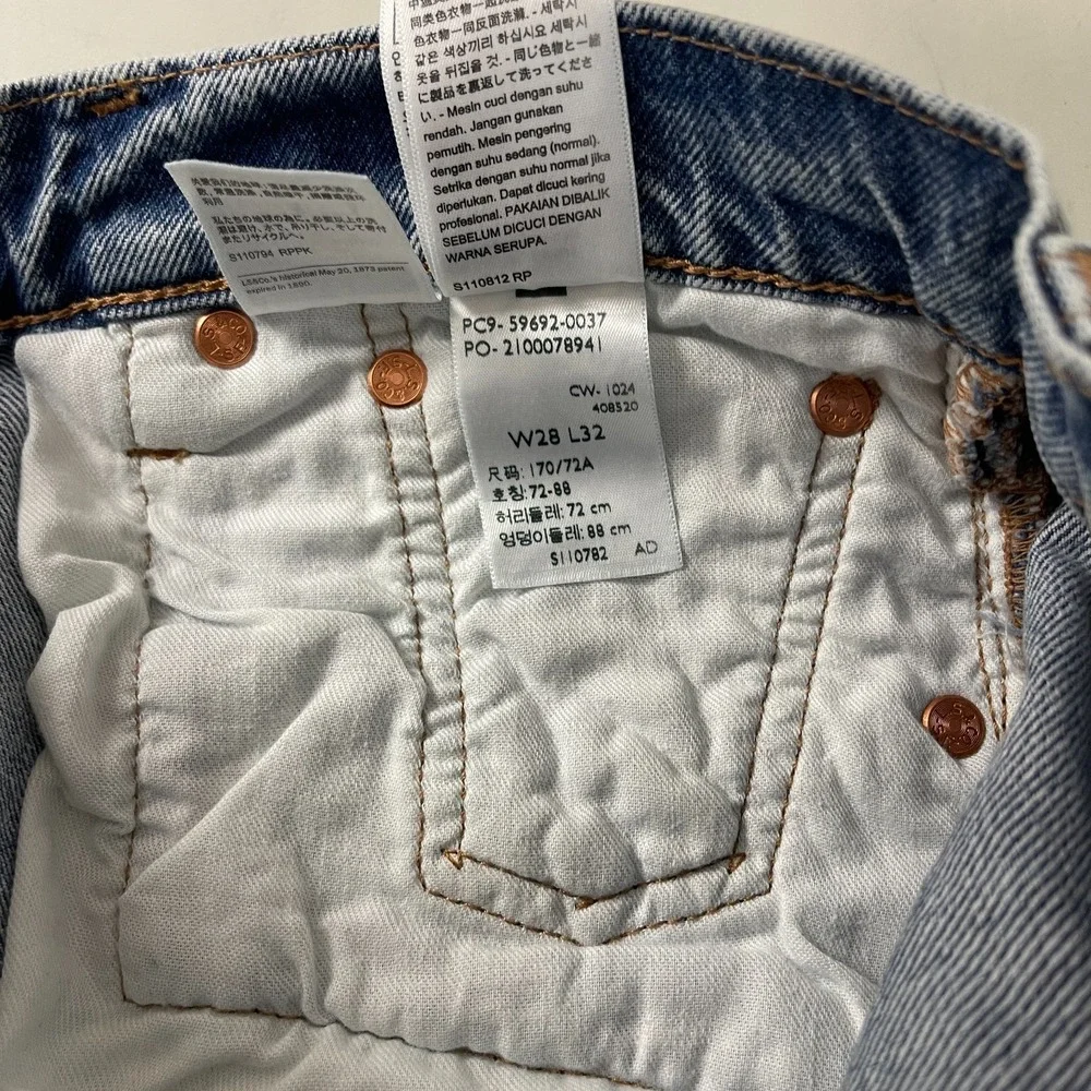 Levis 501 Jeans Mens 28x32 Blue Original Button Fly Patched Grunge Skater Y2K